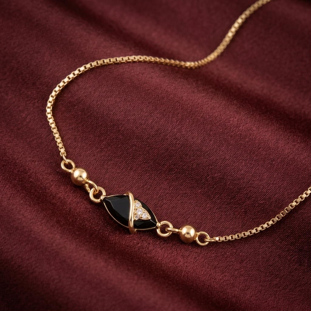 Midnight Marquise Embrace Bracelet — 316L stainless steel with gold plating, under ₹500