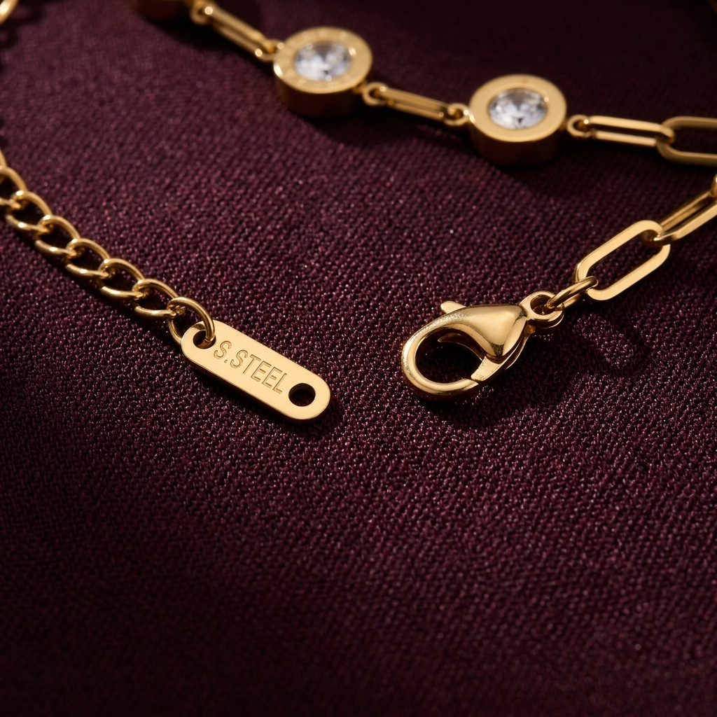 Milestone Crystal Bracelet  - minimal everyday bracelet, anti tarnish gold bracelet - View 3