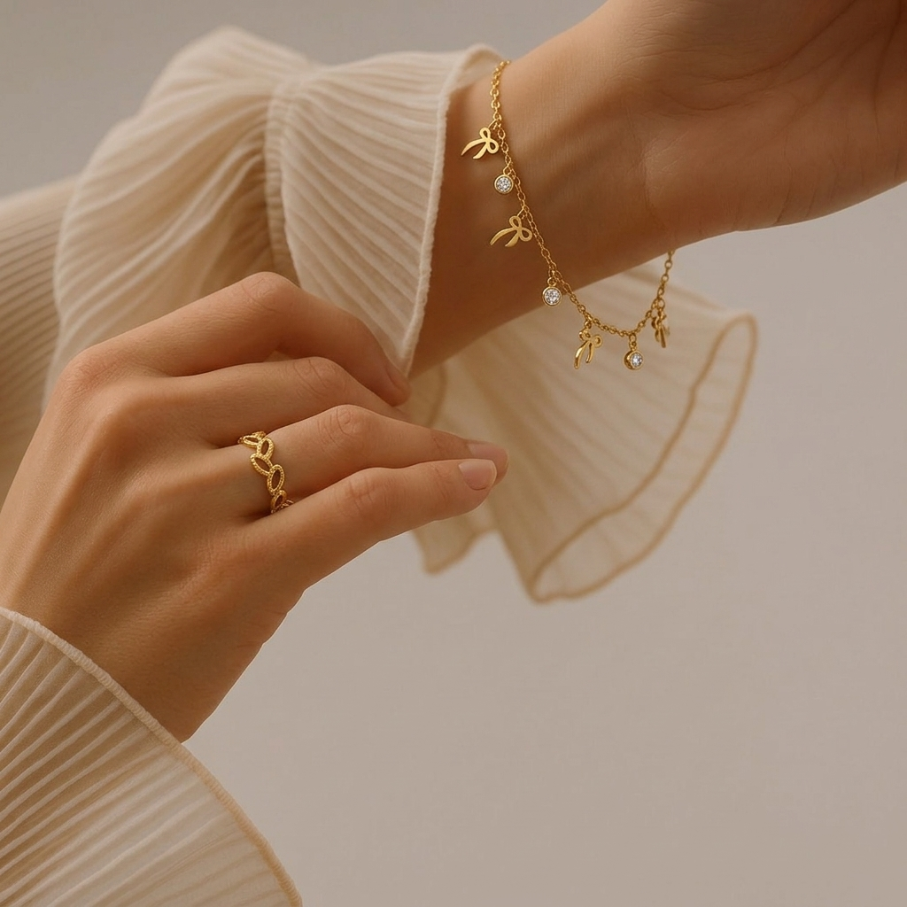 Blush bloom set - Combo - minimal everyday jewellery, anti tarnish gold jewellery - View 3
