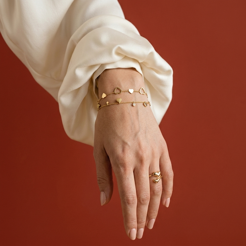 Golden Heart Collection - Combo - minimal everyday jewellery, anti tarnish gold jewellery - View 3