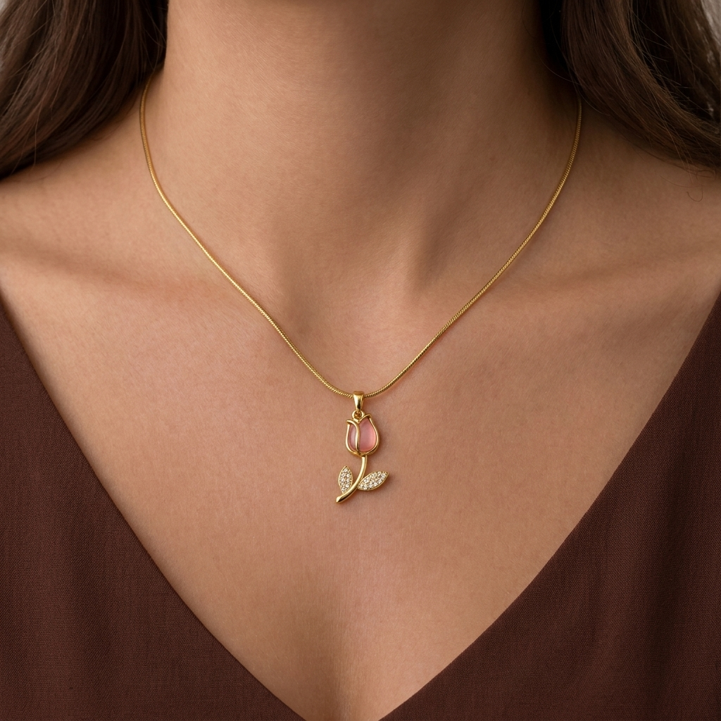 Blush bloom set - Combo - minimal everyday jewellery, anti tarnish gold jewellery - View 5