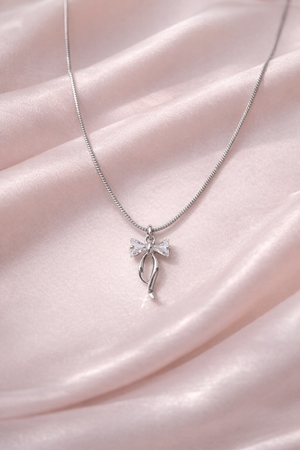 Sparkle Bow Pendant Necklace - minimal everyday necklace, anti tarnish gold necklace - View 5