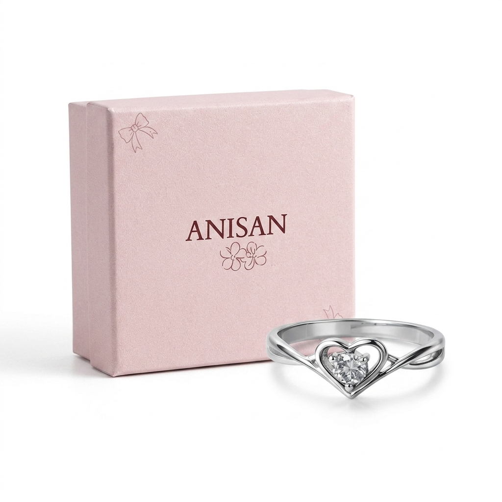 Crystal Heart Ring - minimal everyday ring, anti tarnish gold ring - View 6