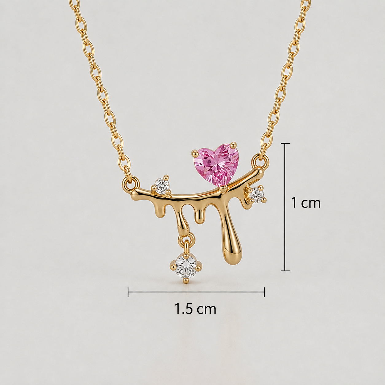 Golden Drip Heart Pendant - minimal everyday necklace, anti tarnish gold necklace - View 6